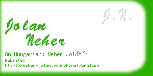 jolan neher business card